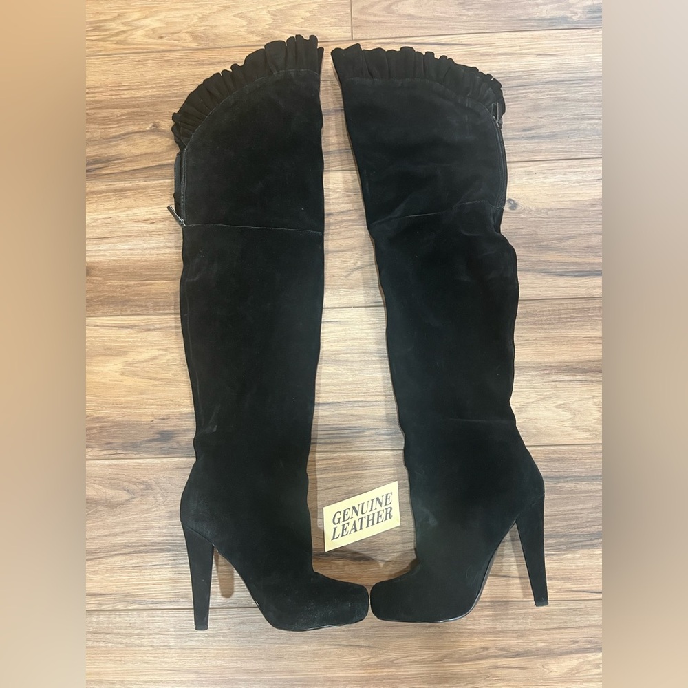 Colin Stuart Elegant Black Suede Over the Knee Boots